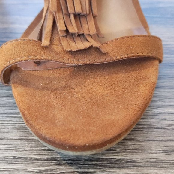 Christian Siriano For Payless heel sandals tassel brown suede women's size 8 - Picture 10 of 14